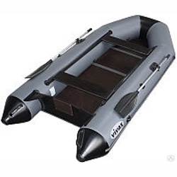 Надувная лодка Vivax Т330 с полом-книгой (без киля, серый/черный) - фото