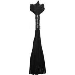 Кожаная плеть Черная Роза с замшевыми хвостами - фото