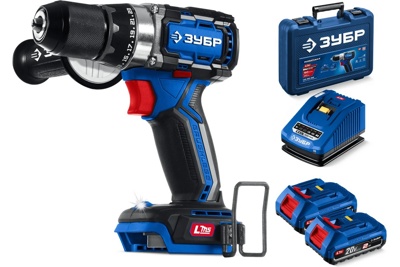 Бесщеточная дрель-шуруповерт ЗУБР 20 В, 70 Н·м, 2 АКБ LMS (2 А·ч), кейс, ПРОФЕССИОНАЛ (DB-70-22)