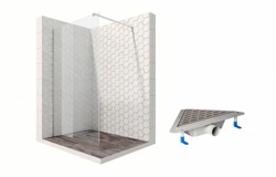 Комплект душевого ограждения с угловым трапом Ambassador Set 15031104-ST20, 120 см (состоит из Ambassador Walk-in 15031104, Styron STY-MF) - фото