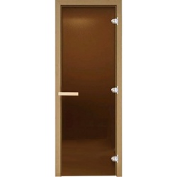 Дверь DOORWOOD 700*1900, 6 мм, Теплая ночь (бронзовое матовое), коробка хвоя - фото