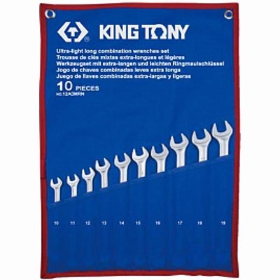 KING TONY Набор комбинированных удлиненных ключей, 10-19 мм, чехол из теторона, 10 предметов KING TONY 12A0MRN