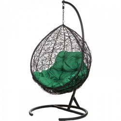 Кресло подвесное BiGarden Kokos Black (зеленая подушка) - фото