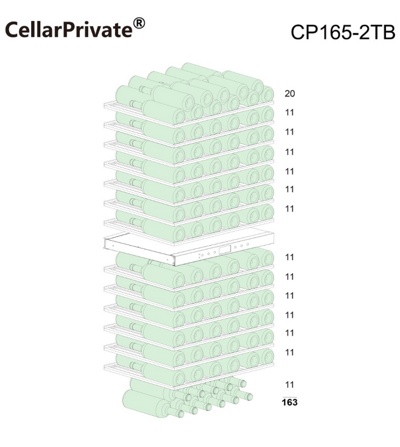 Винный шкаф CellarPrivate двухзонный на 163 бутылки черный CP165-2TB Винный шкаф CellarPrivate двухзонный на 163 бутылки черный CP165-2TB