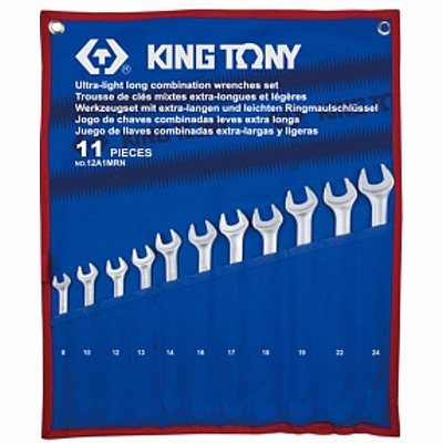 KING TONY Набор комбинированных удлиненных ключей, 8-24 мм, чехол из теторона, 11 предметов KING TONY 12A1MRN