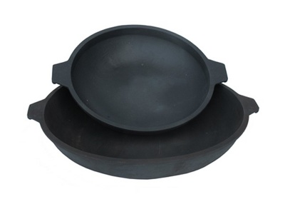 Сковорода-жаровня чугунная ф 35х6,5 см, Легмаш (используется как отдельно, так и как крышка для казана 10 л) (ЛЕГМАШ) - фото