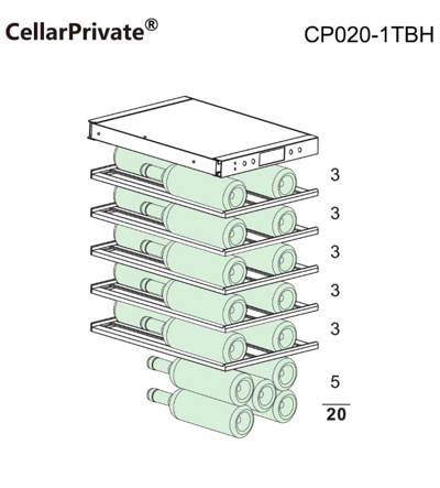 Винный шкаф CellarPrivate встраиваемый, однокамерный на 20 бутылок черный, скрытая ручка CP020-1TBH Винный шкаф CellarPrivate встраиваемый, однокамерный на 20 бутылок черный, скрытая ручка CP020-1TBH