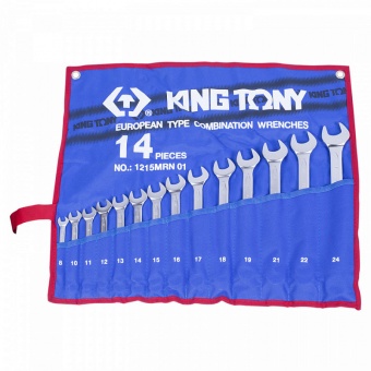 KING TONY Набор комбинированных ключей, 8-24 мм, чехол из теторона, 14 предметов KING TONY 1215MRN01