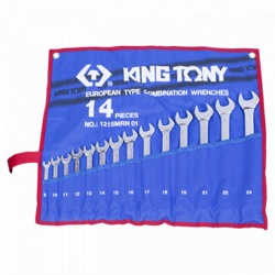 KING TONY Набор комбинированных ключей, 8-24 мм, чехол из теторона, 14 предметов KING TONY 1215MRN01 - фото