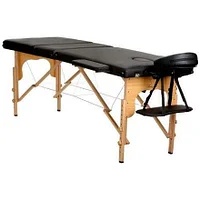 Массажный стол Atlas Sport складной 2-с 60 см деревянный + сумка в подарок (черный) - фото