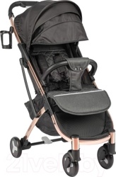 Детская прогулочная коляска Sundays Baby S600 Plus (бронзовя база, черный/светло-серый) - фото