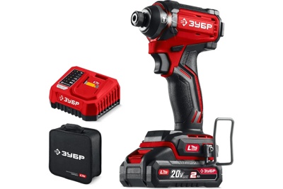 Бесщеточный ударный винтоверт ЗУБР 20 В, 180 Н·м, 1 АКБ LMS (2 А·ч), сумка (ВБУ-180-21)