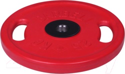 Диск для штанги MB Barbell Олимпийский с ручками d51мм 25кг (красный) - фото
