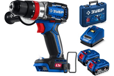 Бесщеточная ударная дрель-шуруповерт ЗУБР 20 В, 70 Н·м, 2 АКБ LMS (4 А·ч), кейс, ПРОФЕССИОНАЛ (DBS-70-42)
