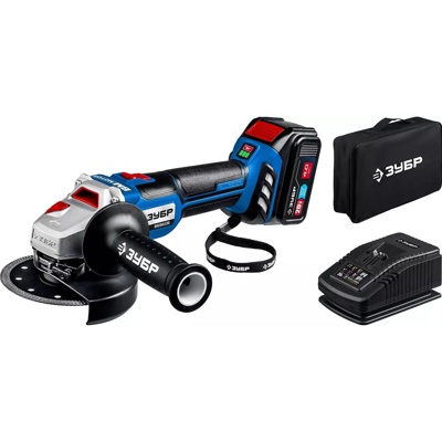 Бесщеточная УШМ ЗУБР Профессионал 20В 1 АКБ 4Ач AB-125-41