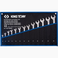 KING TONY Набор комбинированных ключей, 6-24 мм, чехол из теторона, 13 предметов KING TONY 12D13MRN - фото