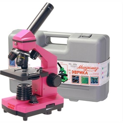Микроскоп Микромед «Эврика» 40х–400х, фуксия, в кейсе - фото