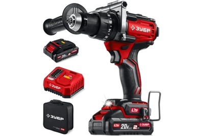 Бесщеточная ударная дрель-шуруповерт ЗУБР 20 В, 165 Н·м, 2 АКБ LMS (2 А·ч), сумка (ДБУ-165-22)