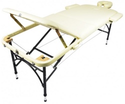 Массажный стол складной Atlas sport Strong (70 см 3-с алюминиевый усиленная столешница) коричневый - фото