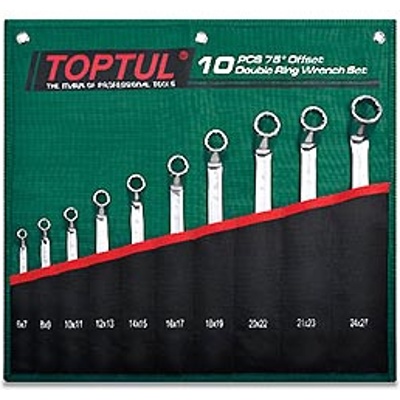 Набор ключей накидн. 75° 10 шт. в сумке (цвет:зелёный) TOPTUL (GRAI1001)