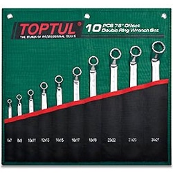 Набор ключей накидн. 75° 10 шт. в сумке (цвет:зелёный) TOPTUL (GRAI1001) - фото