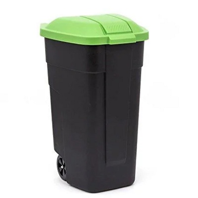 Контейнер для мусора на колесах REFUSE BIN 110 л, черный/зеленый