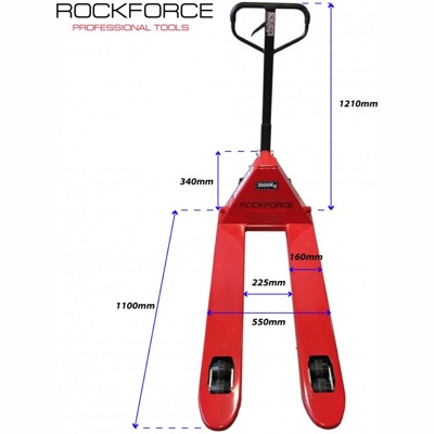 Rock FORCE RF-AC3.0 Тележка гидравлическая ручная 3т (ручной и ножной спуск,длина вил 1220мл,материал колес:полиуритан,min 80мм.max 200мм)