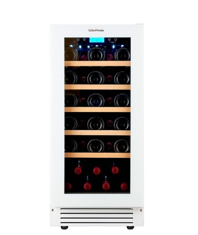 Винный шкаф CellarPrivate встраиваемый, однокамерный на 32 бутылки белый, скрытая ручка CP032-1TWH
