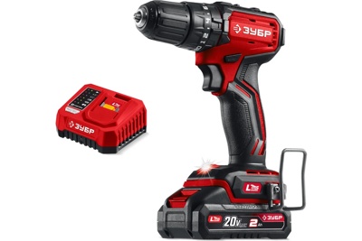 Бесщеточная ударная дрель-шуруповерт ЗУБР 20 В, 45 Н·м, 1 АКБ LMS (2 А·ч), (ДБУ-45-21)